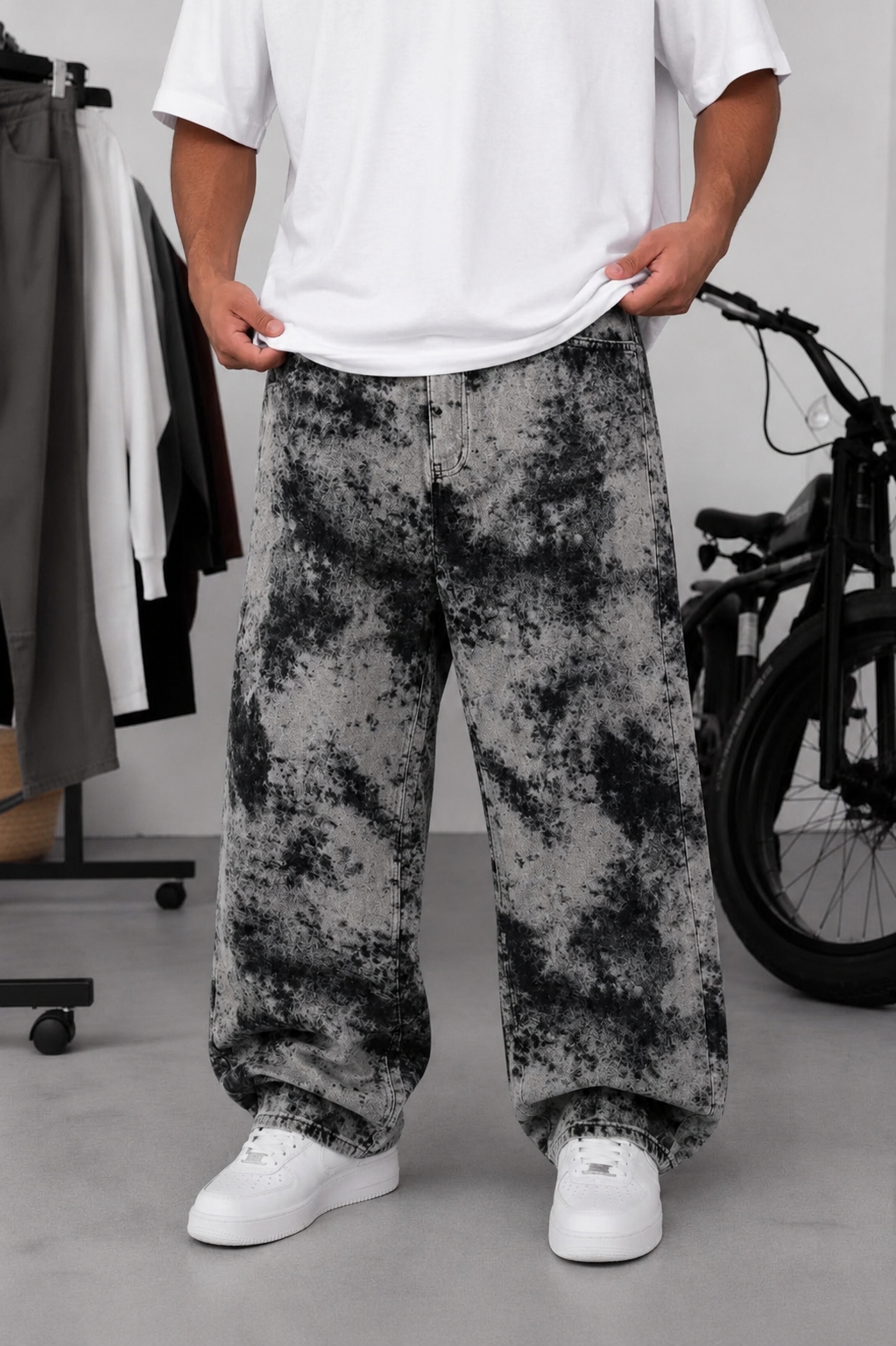 Baggy Relax Jean  Acid Wash - Ξεβαμμένο Μπλε Γκρι