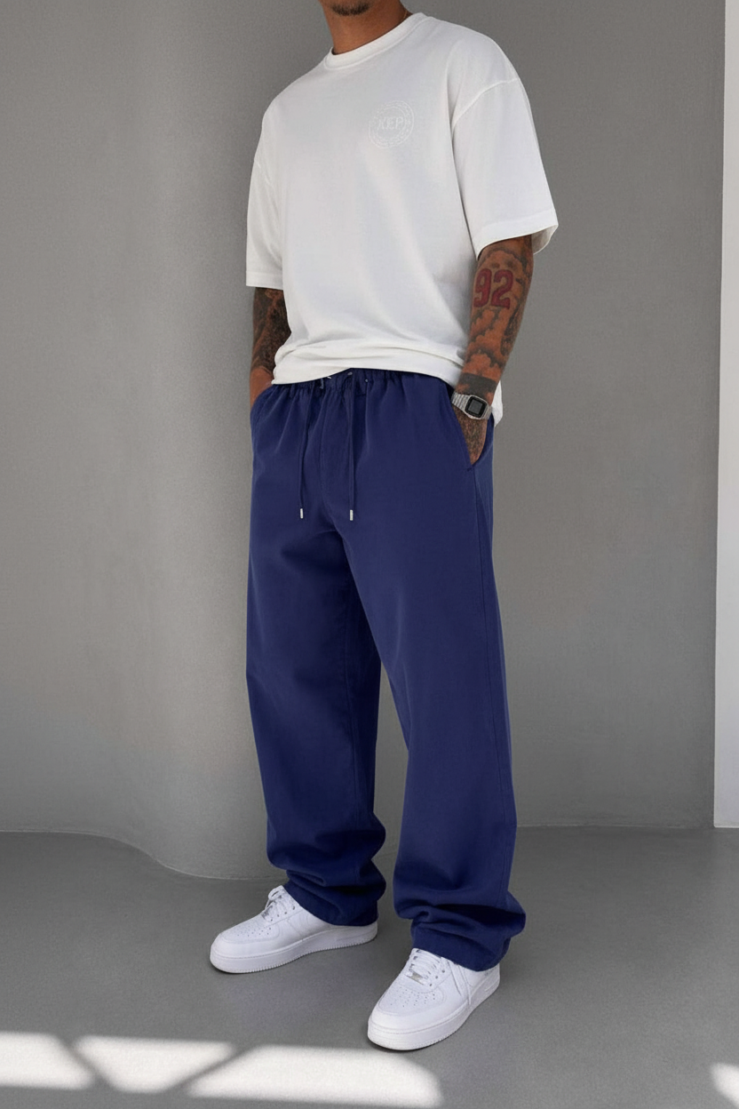 Παντελόνι Cotton Baggy Jogger Studio – Σκούρο Μπλε