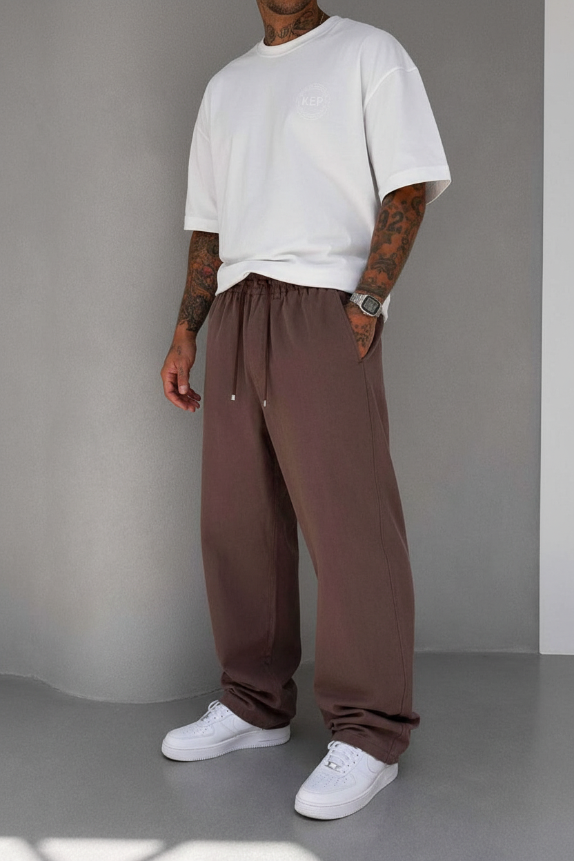 Παντελόνι Cotton Baggy Jogger Studio – Καφέ