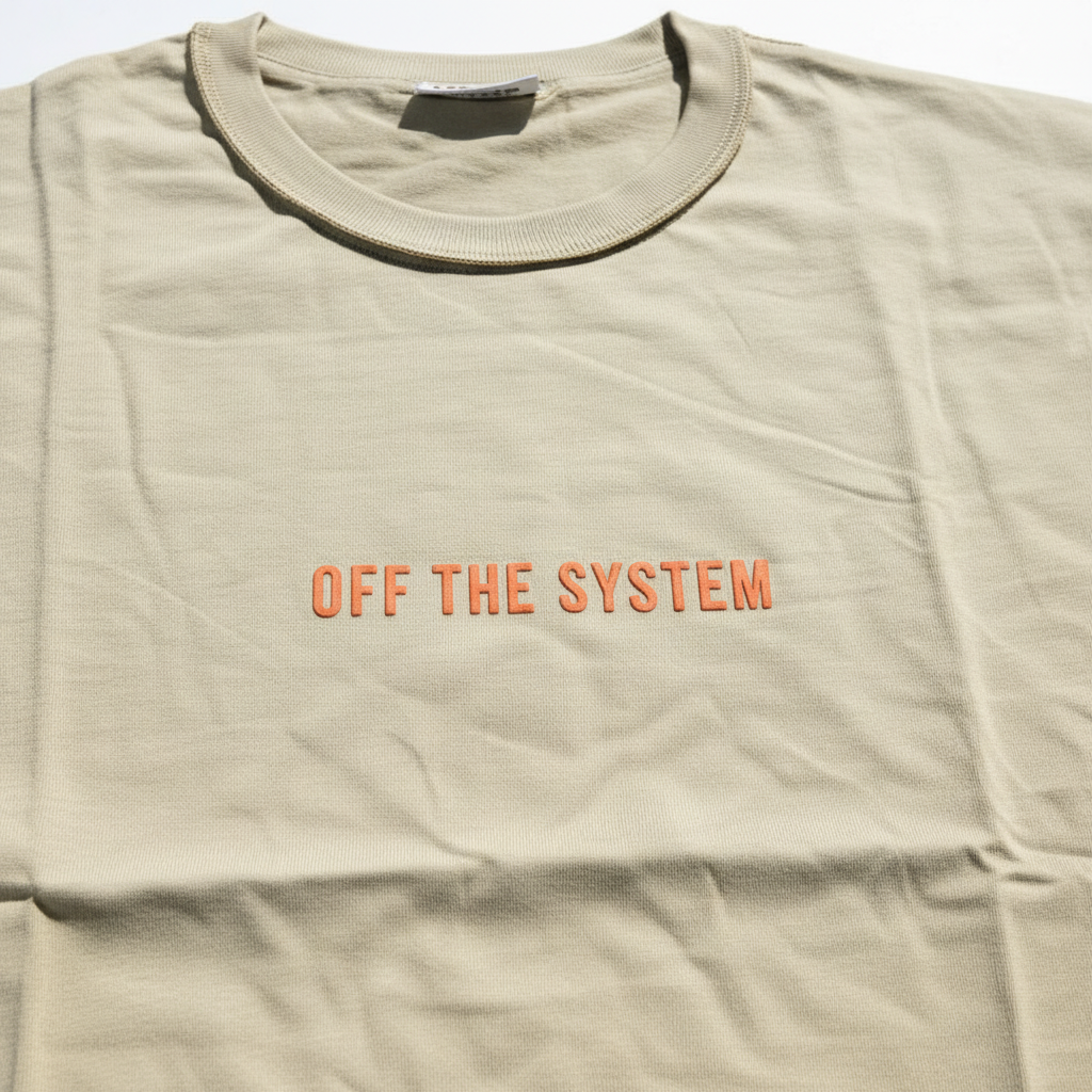 Oversized T-Shirt με Τύπωμα  off the system – Μπεζ