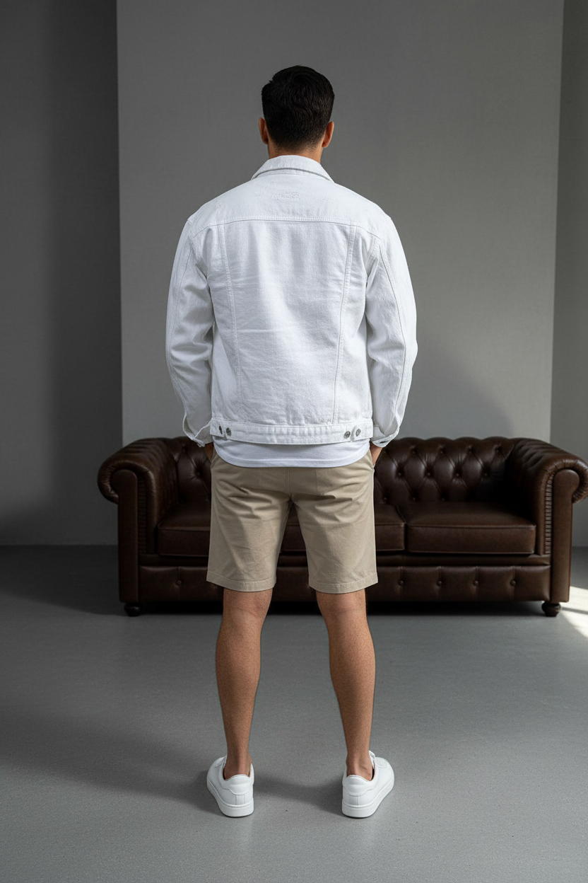 Τζάκετ Denim Relaxed Distressed Studio – Λευκό