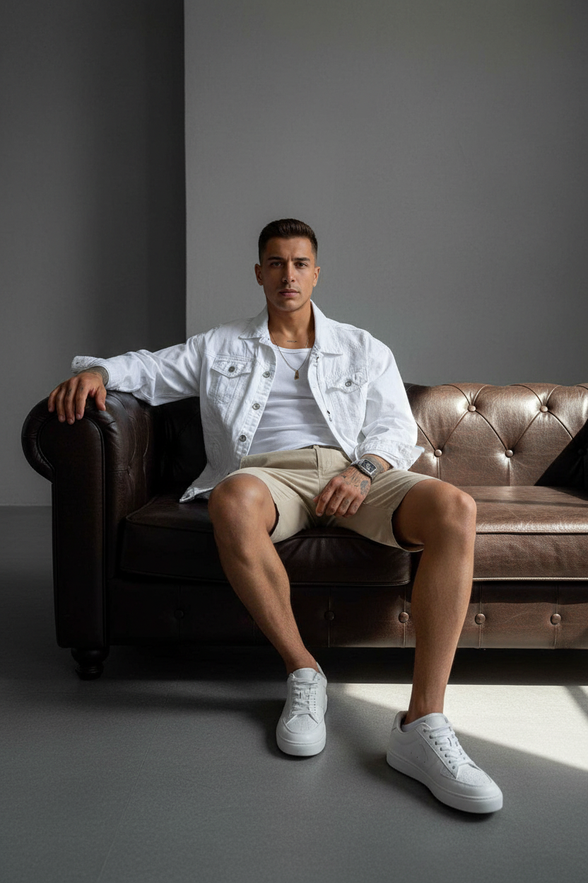 Τζάκετ Denim Relaxed Distressed Studio – Λευκό