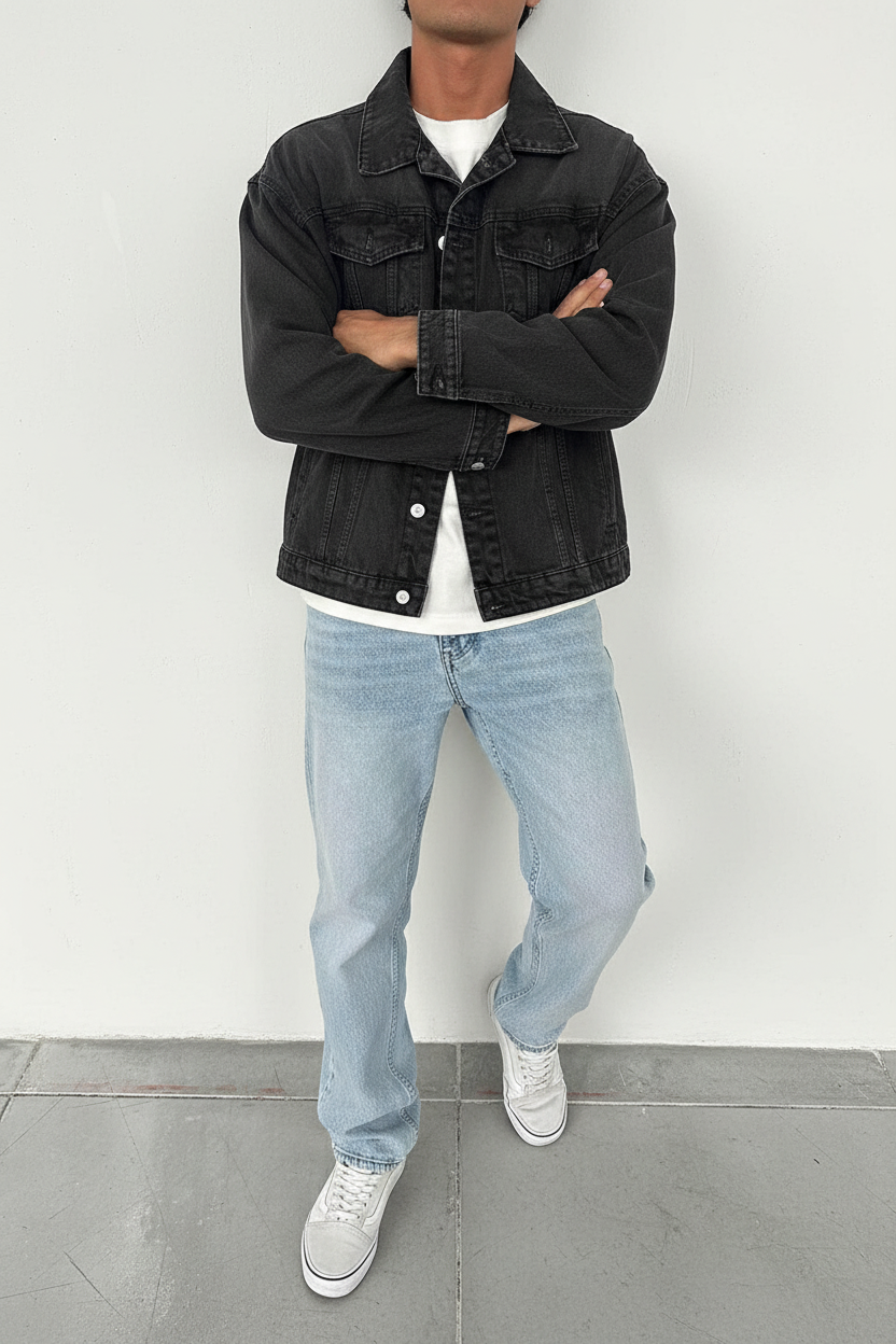 Denim Jacket Relaxed-Fit Boxy – Γκρι