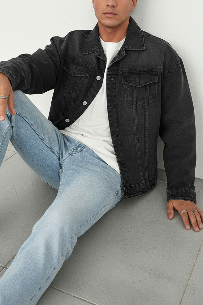 Denim Jacket Relaxed-Fit Boxy – Γκρι