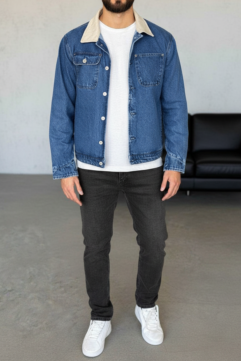 Τζιν Τζάκετ Denim Studio Contrast Collar – Μπλε