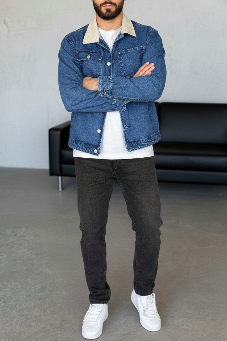 Τζιν Τζάκετ Denim Studio Contrast Collar – Μπλε
