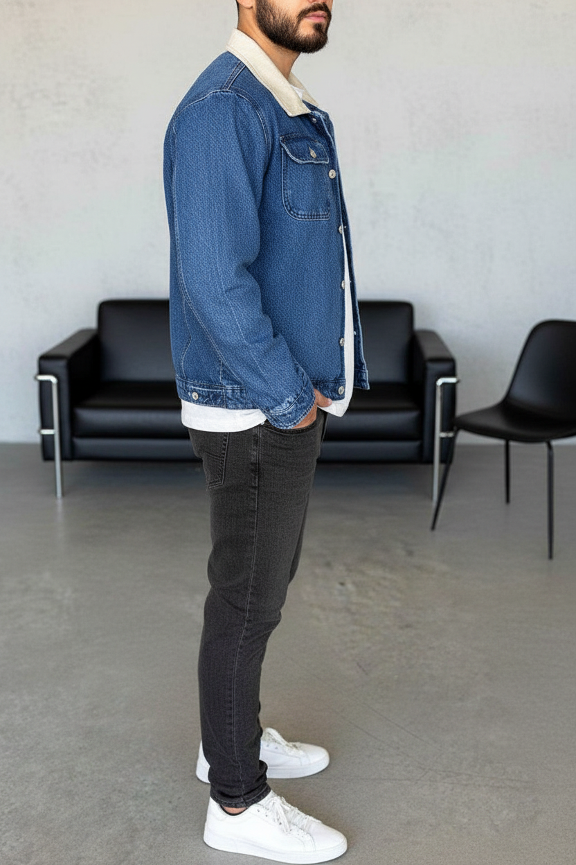 Τζιν Τζάκετ Denim Studio Contrast Collar – Μπλε