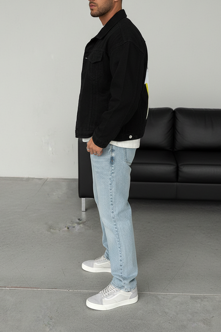 Τζάκετ Denim Oversized Lightning Bolt – Μαύρο