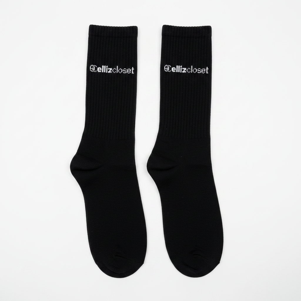 EllizCloset Basic Cotton Socks-Μαύρο