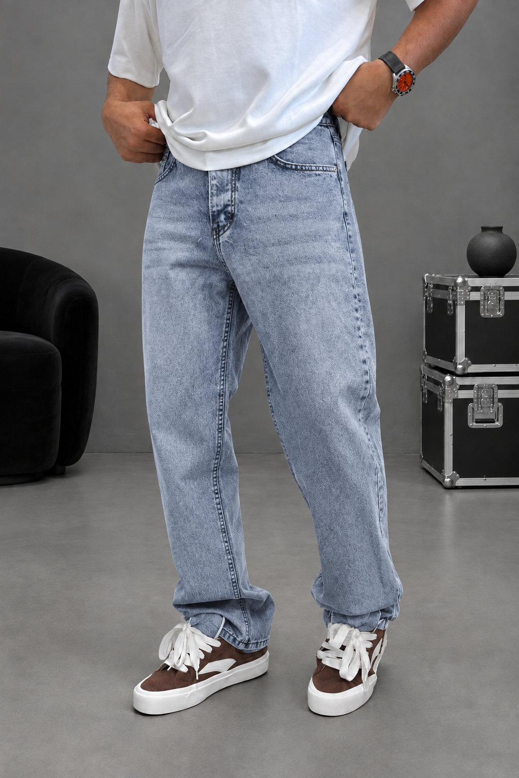 Baggy Παντελόνι Τζιν Με Stonewash – Γαλάζιο