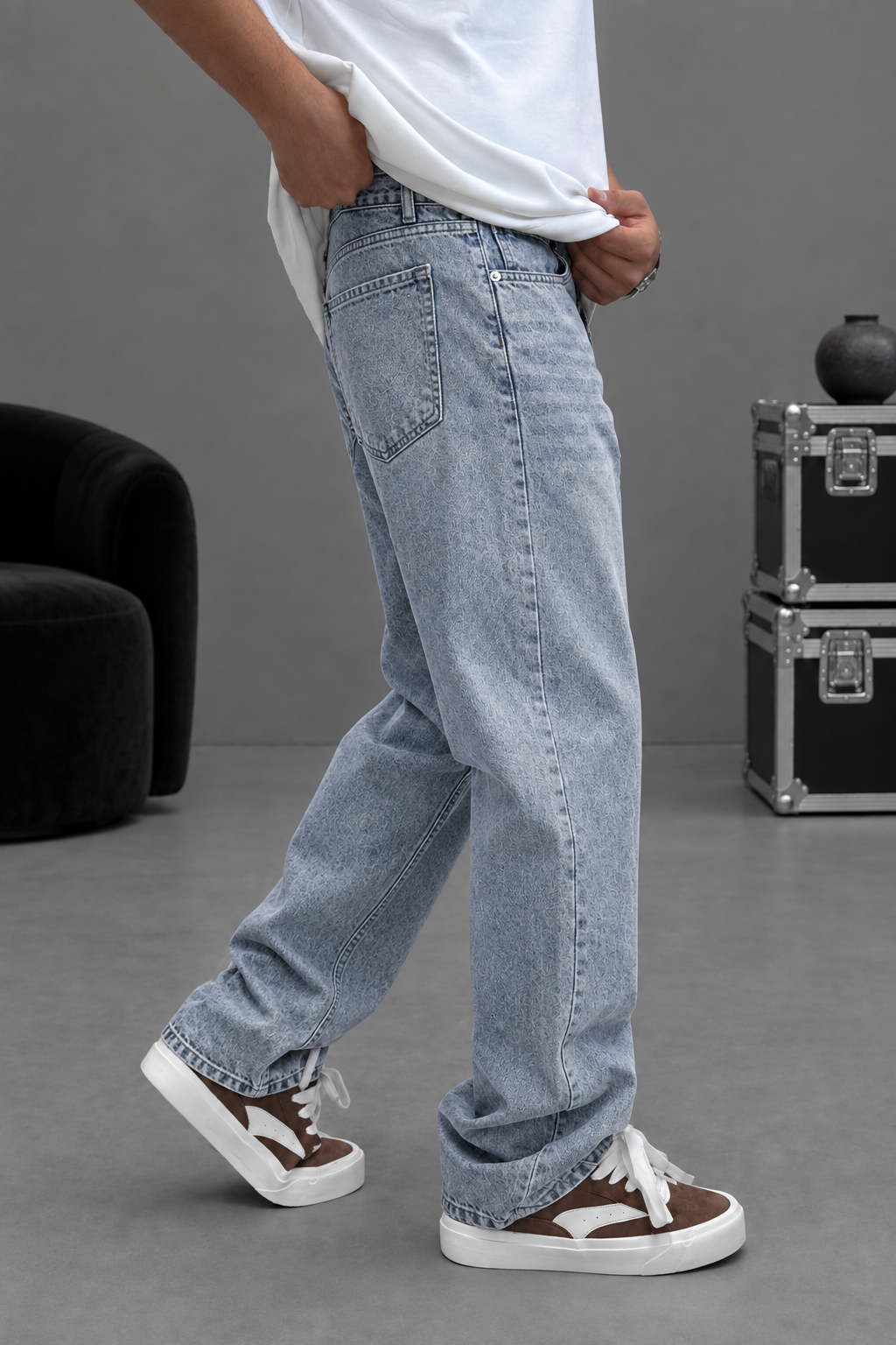 Baggy Παντελόνι Τζιν Με Stonewash – Γαλάζιο