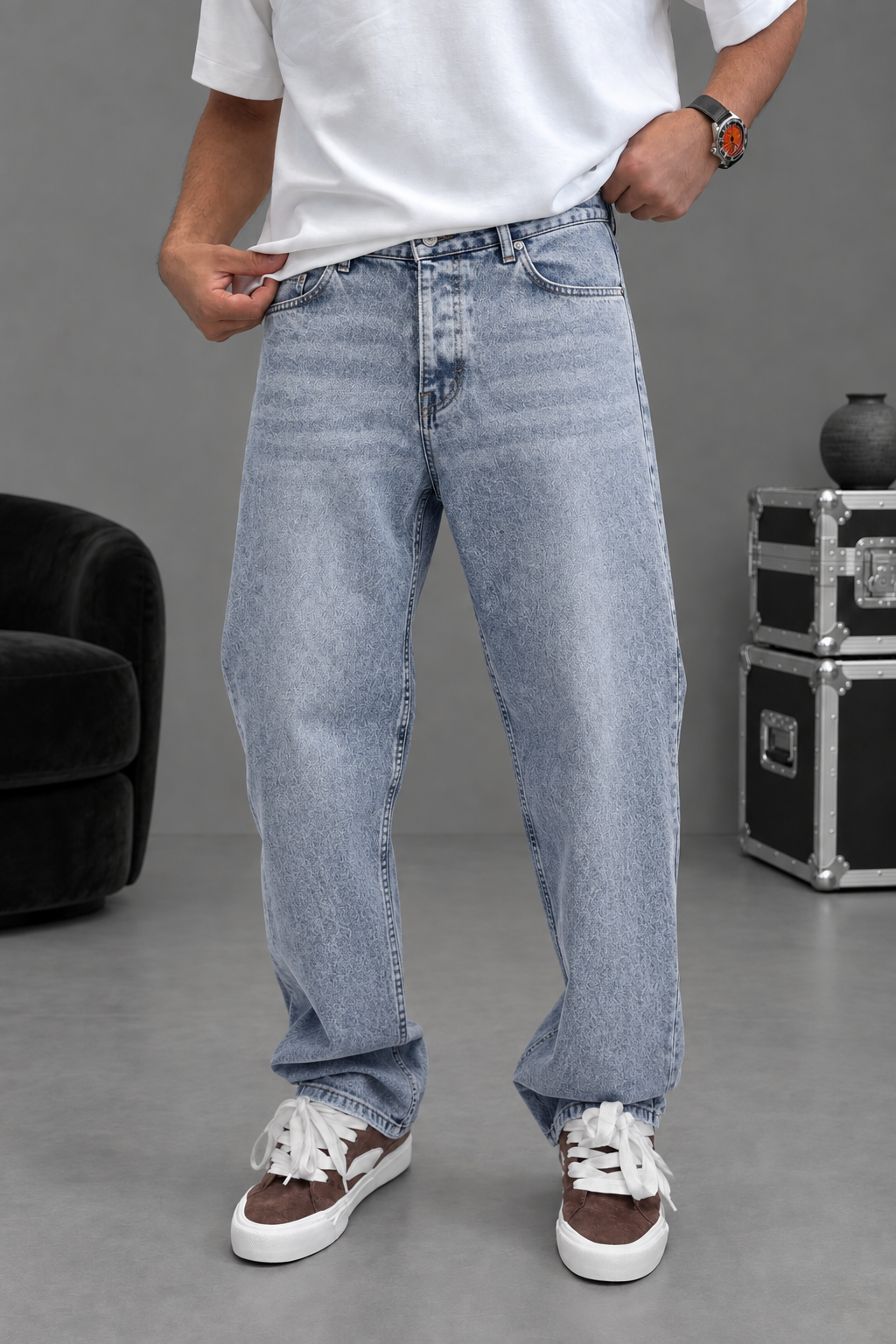 Baggy Παντελόνι Τζιν Με Stonewash – Γαλάζιο