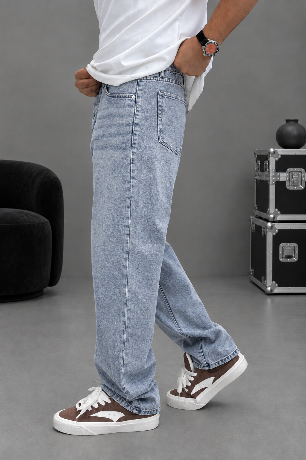 Baggy Παντελόνι Τζιν Με Stonewash – Γαλάζιο