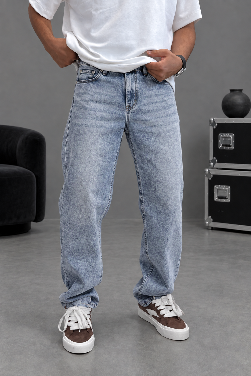 Baggy Παντελόνι Τζιν Με Stonewash – Γαλάζιο