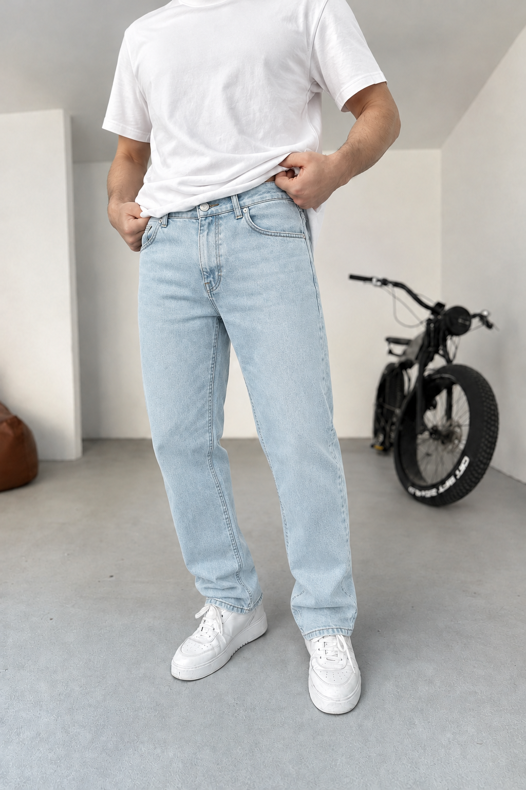Basic Regular Fit Τζιν  Με Ελαστικότητα – Γαλάζιο του Πάγου