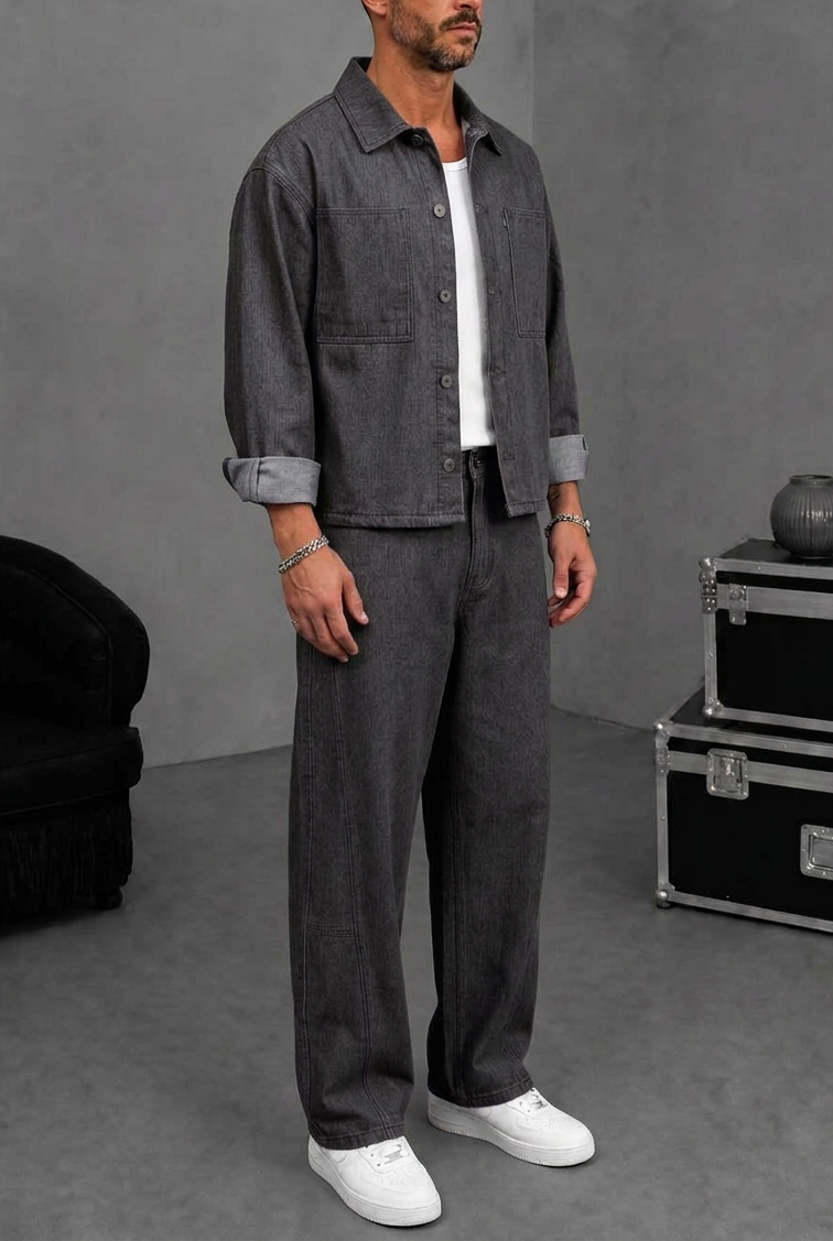 Denim Co-ord Graphite Set – Dark Grey