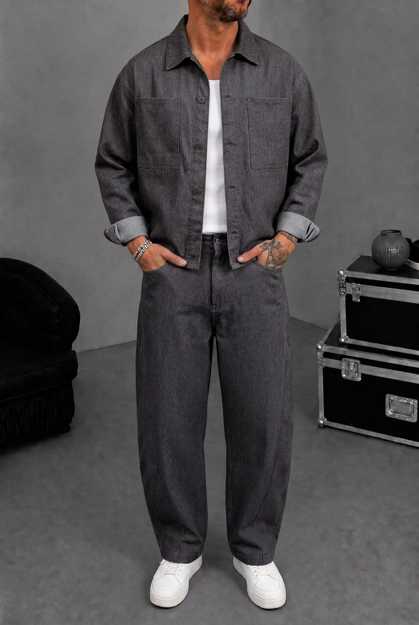 Denim Co-ord Graphite Set – Dark Grey