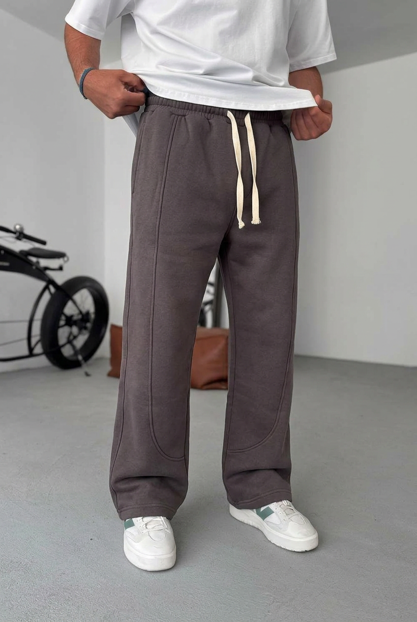 Minimal Stretch Baggy Joggers with Seam Details – Charcoal