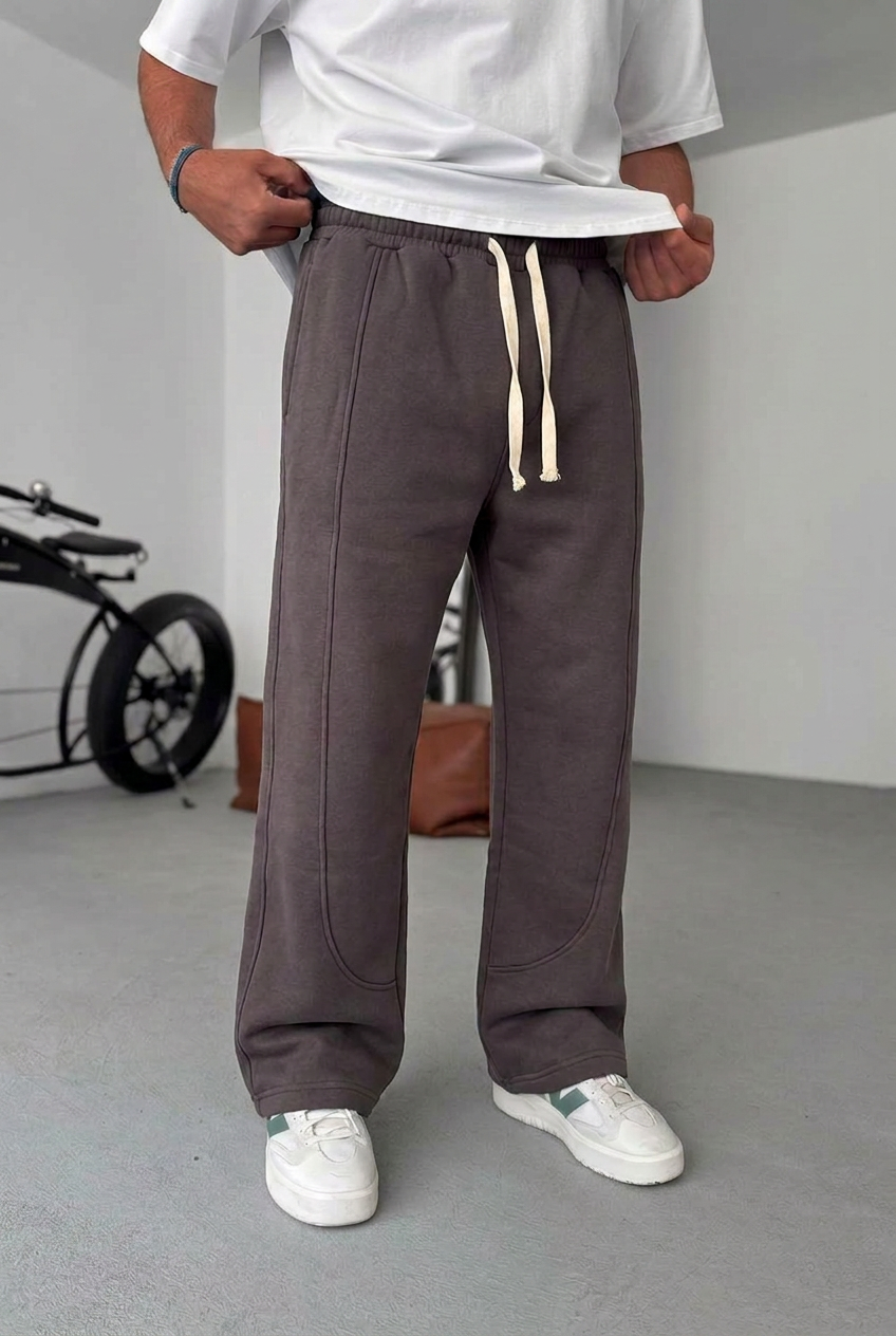 Minimal Stretch Baggy Joggers with Seam Details – Charcoal