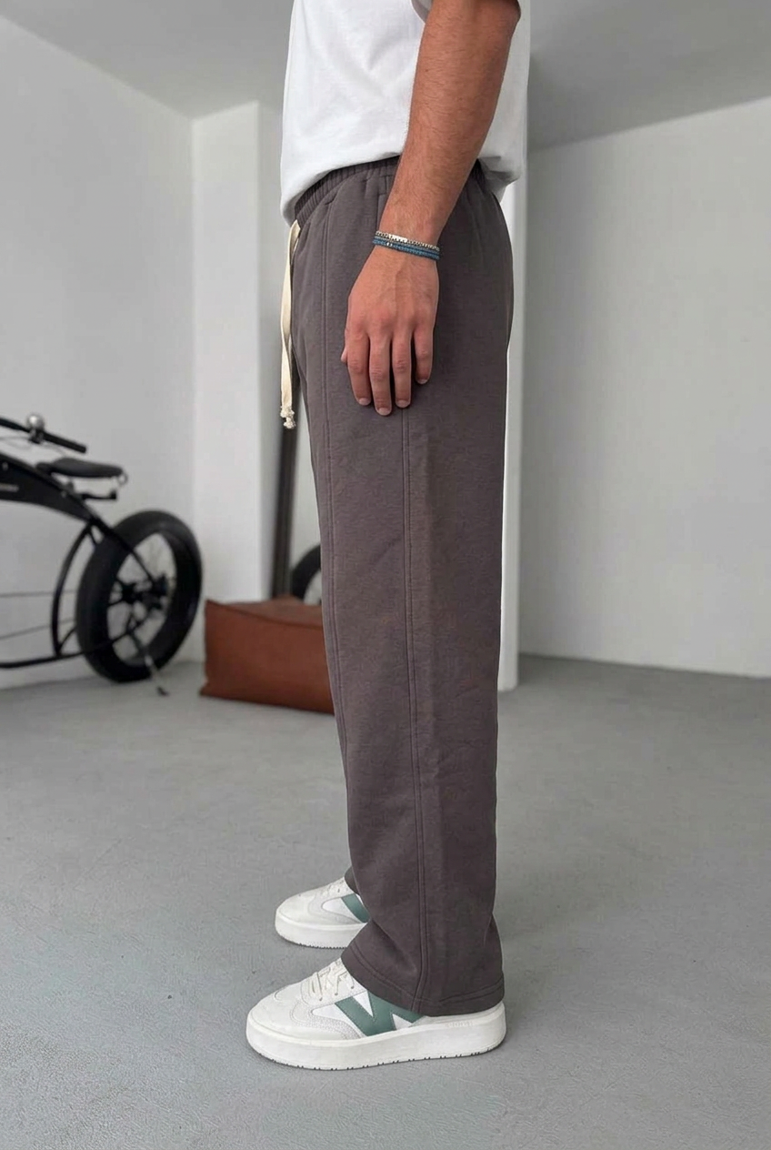 Minimal Stretch Baggy Joggers with Seam Details – Charcoal