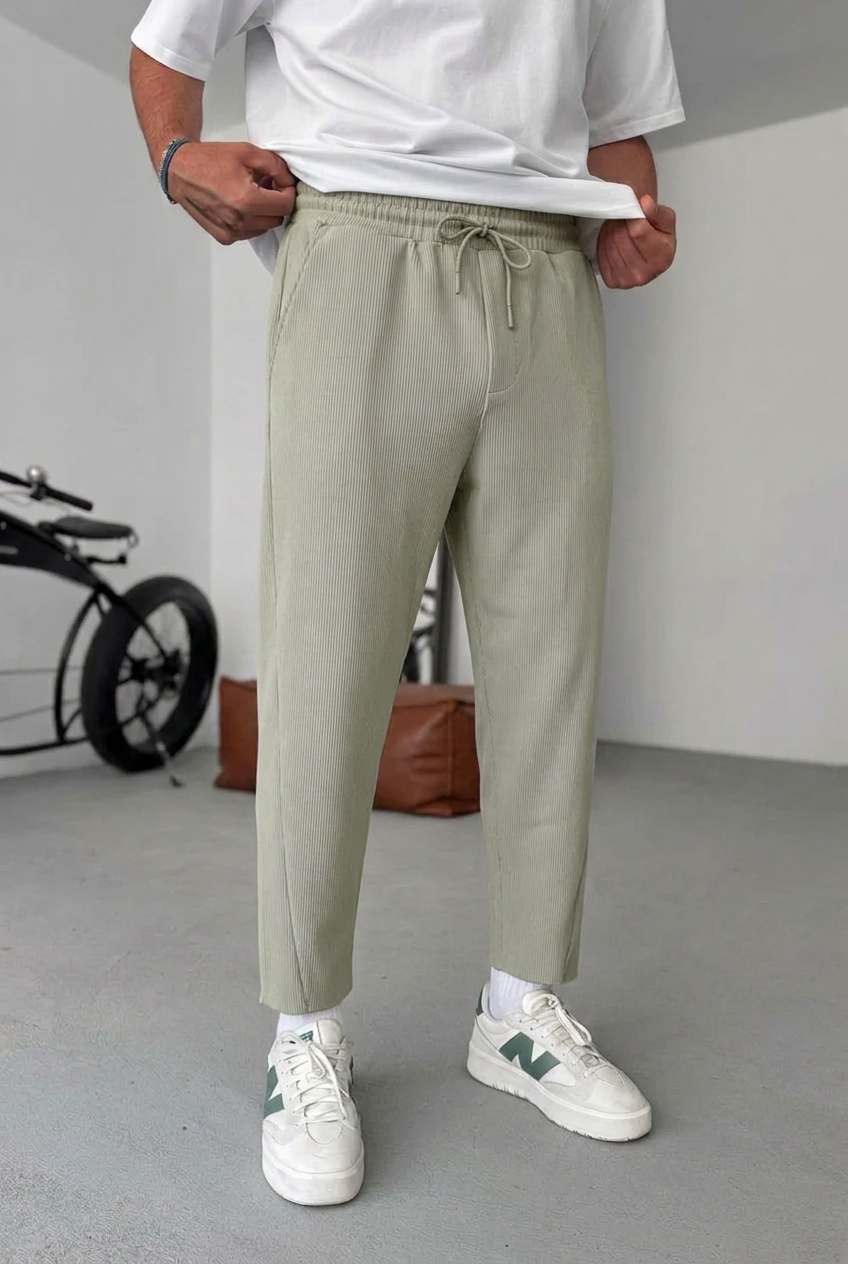 Ανάγλυφο Παντελόνι Jogger με Ελαστική Μέση – Χακί