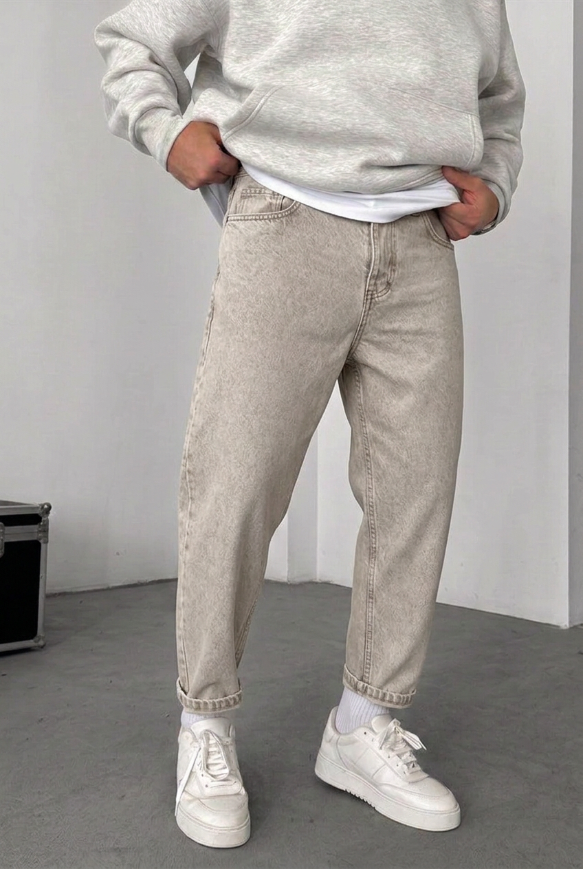 Loose Fit Jeans – Sand Beige