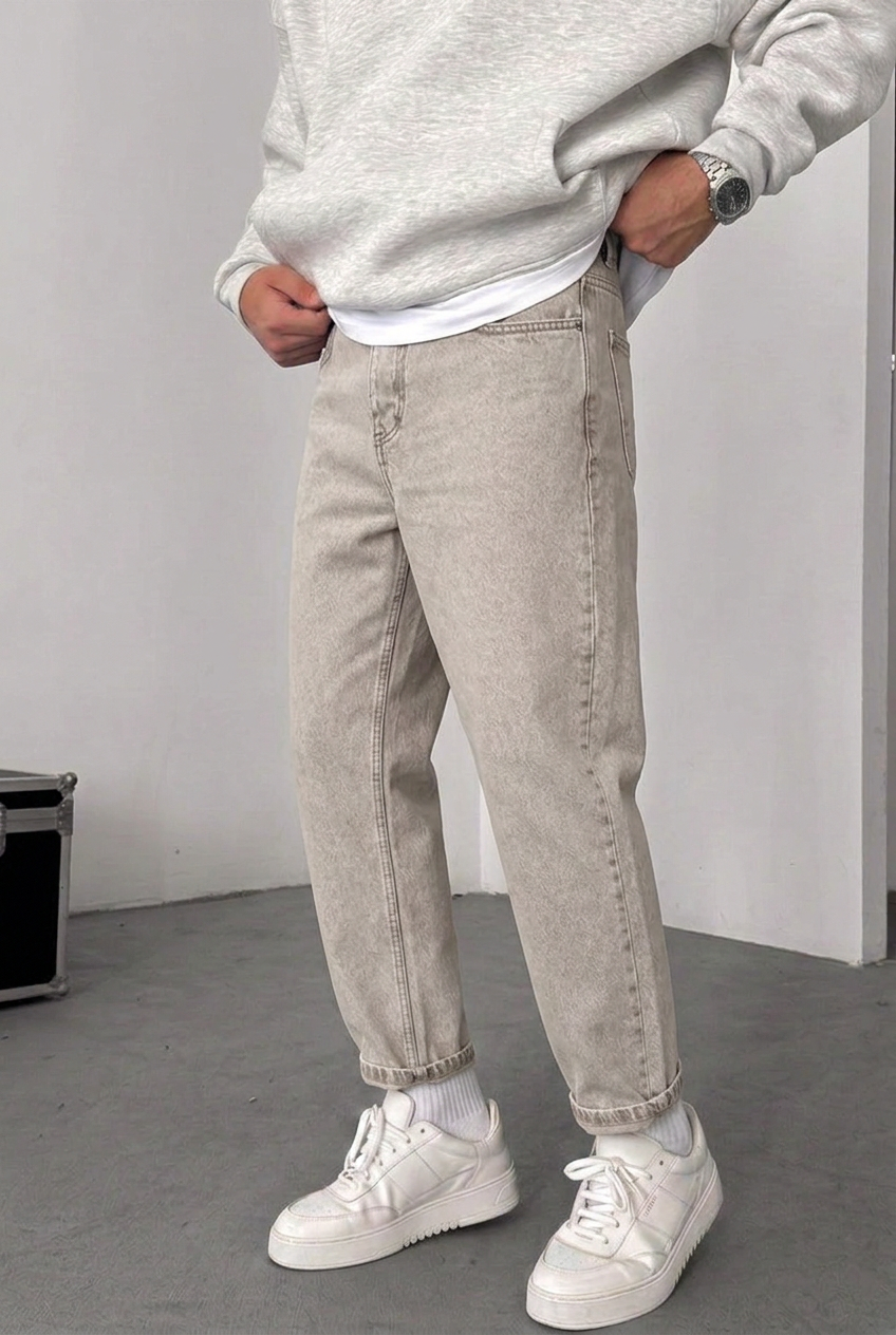 Loose Fit Jeans – Sand Beige