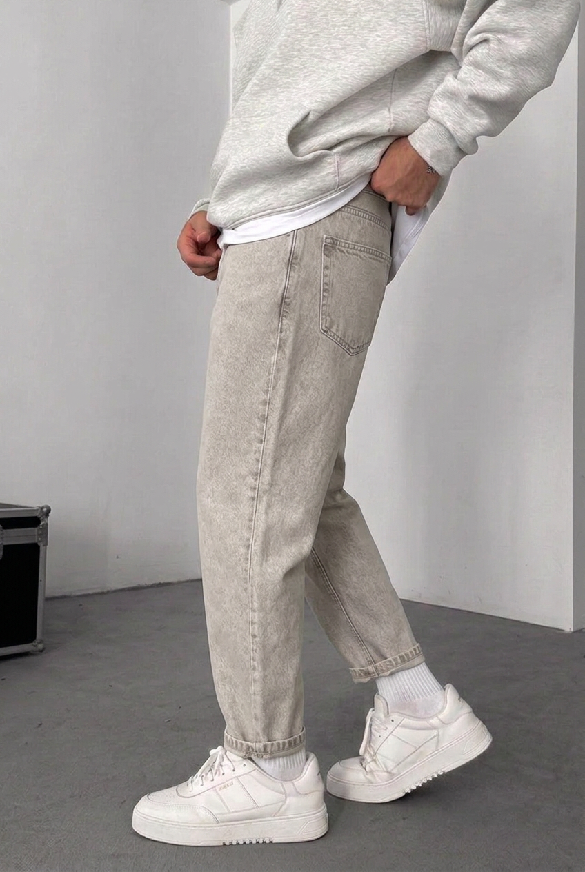 Loose Fit Jeans – Sand Beige