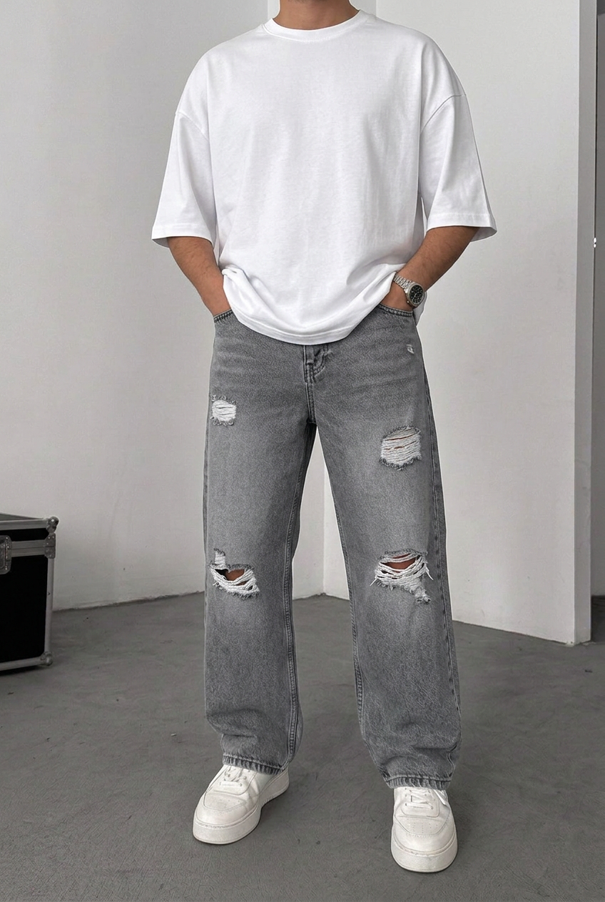 Relaxed Baggy Trousers – Charcoal