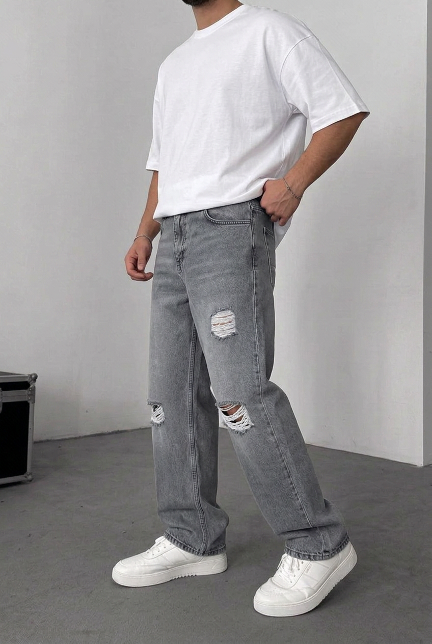 Relaxed Baggy Trousers – Charcoal