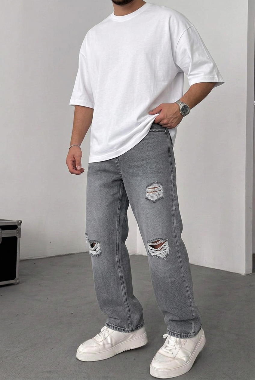 Relaxed Baggy Trousers – Charcoal