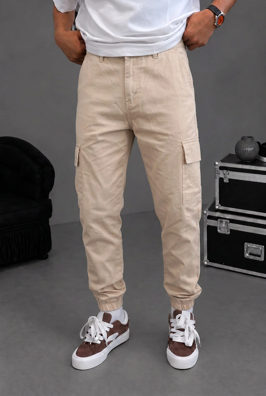 Cargo Jogger Urban Utility Trousers – Beige