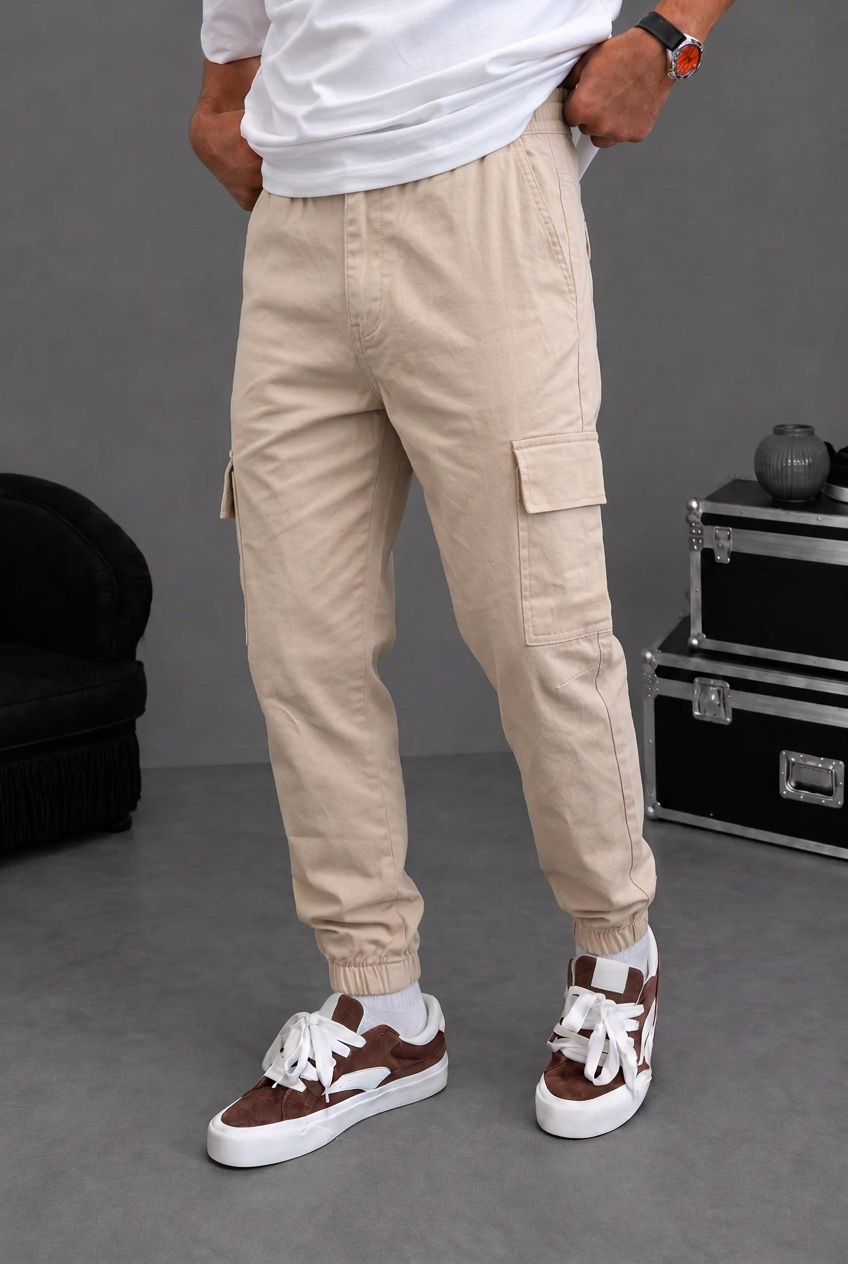 Cargo Jogger Urban Utility Trousers – Beige