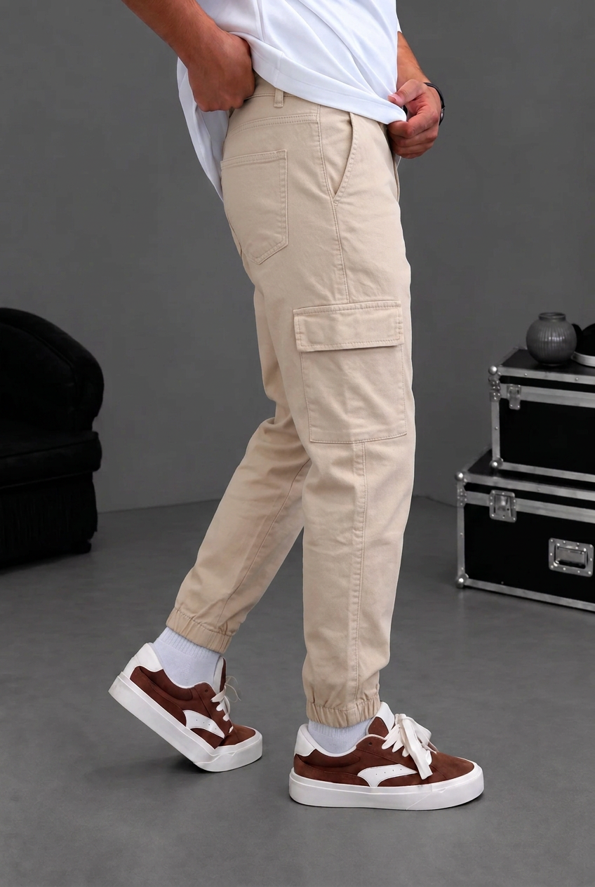 Cargo Jogger Urban Utility Trousers – Beige