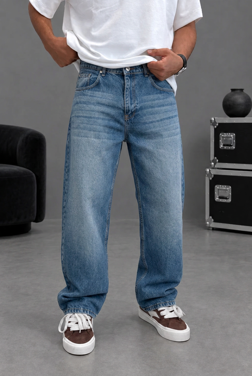 Παντελόνι Denim Baggy Skater Retro Vibe – Μπλε