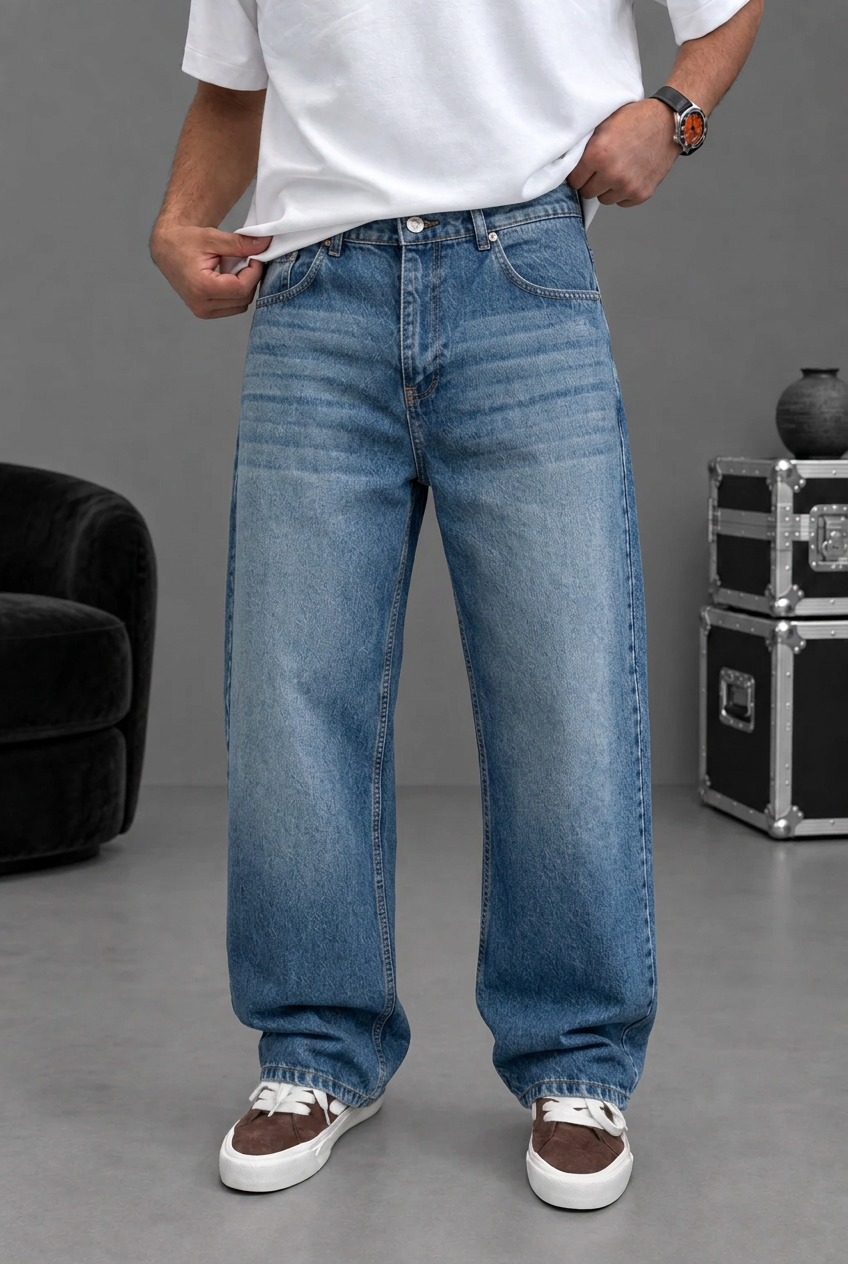 Παντελόνι Denim Baggy Skater Retro Vibe – Μπλε