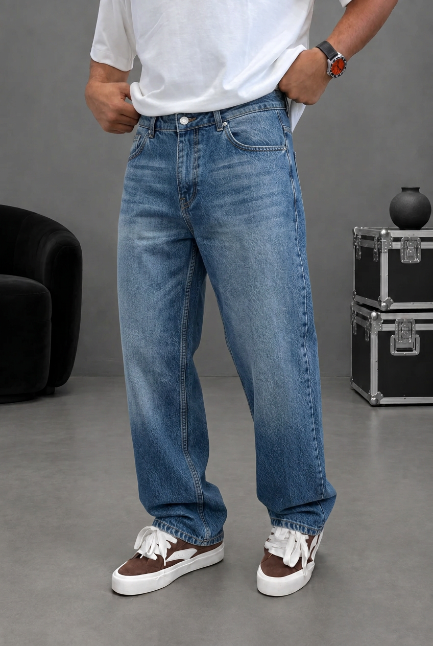 Παντελόνι Denim Baggy Skater Retro Vibe – Μπλε