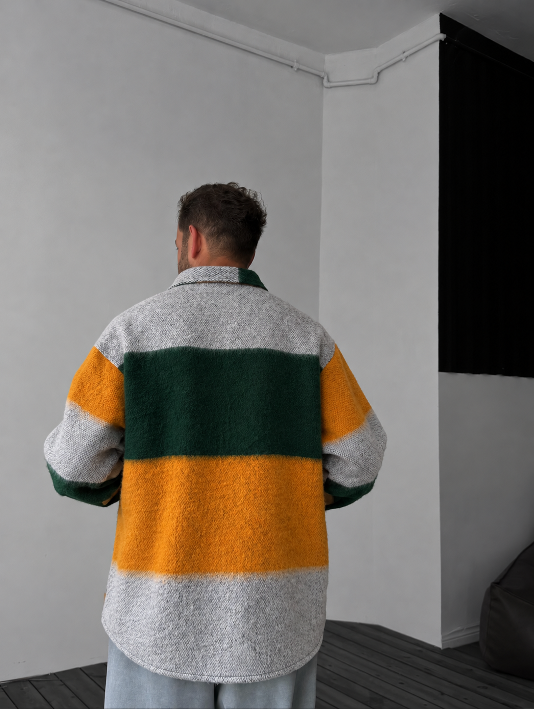 Colorblock Shirt with Pocket – Orange