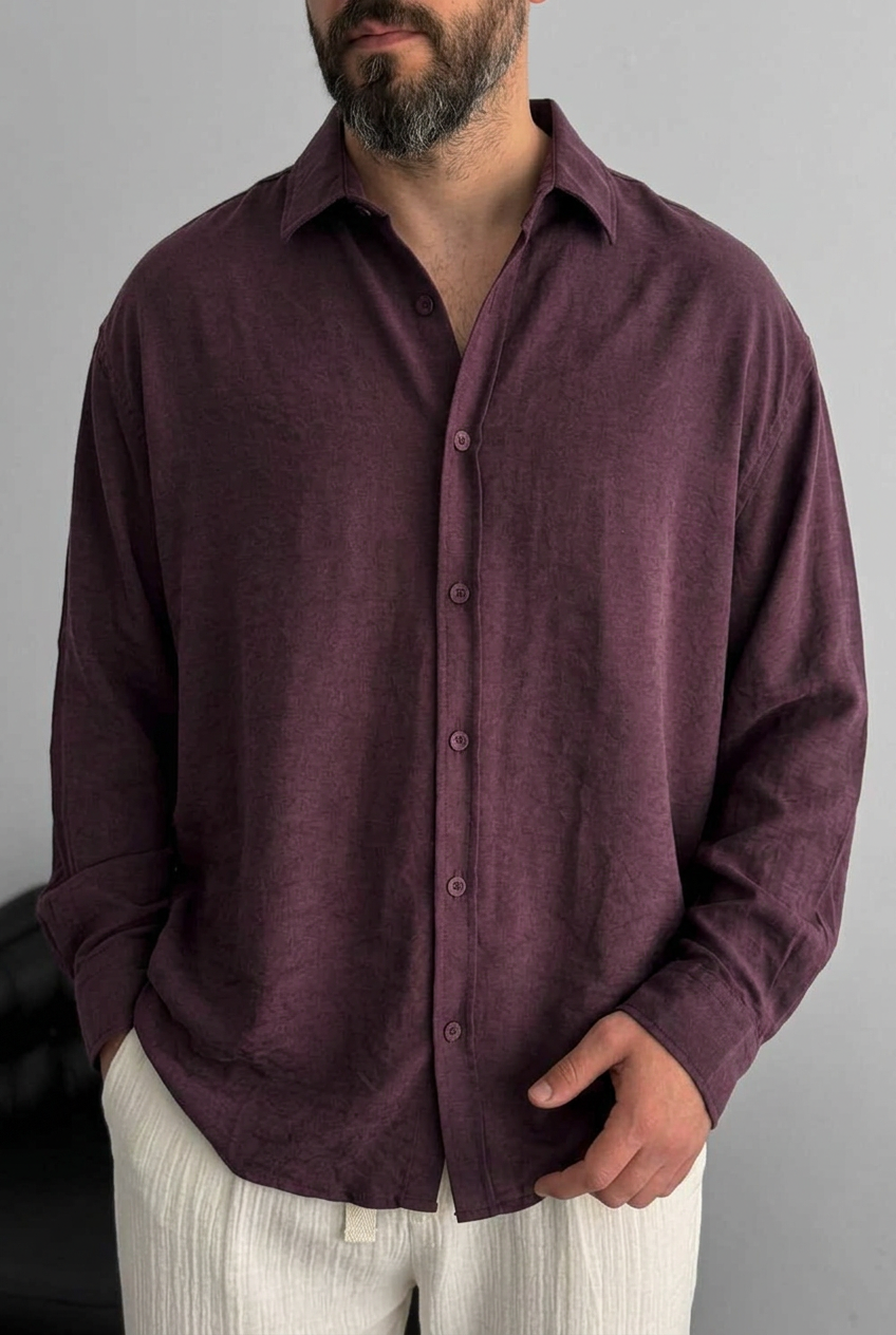 Modal Shirt with Subtle Effect – Burgundy