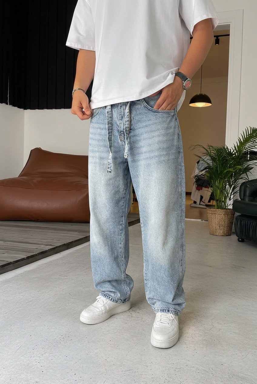 Urban Relaxed Baggy Studio Jeans – Light Blue