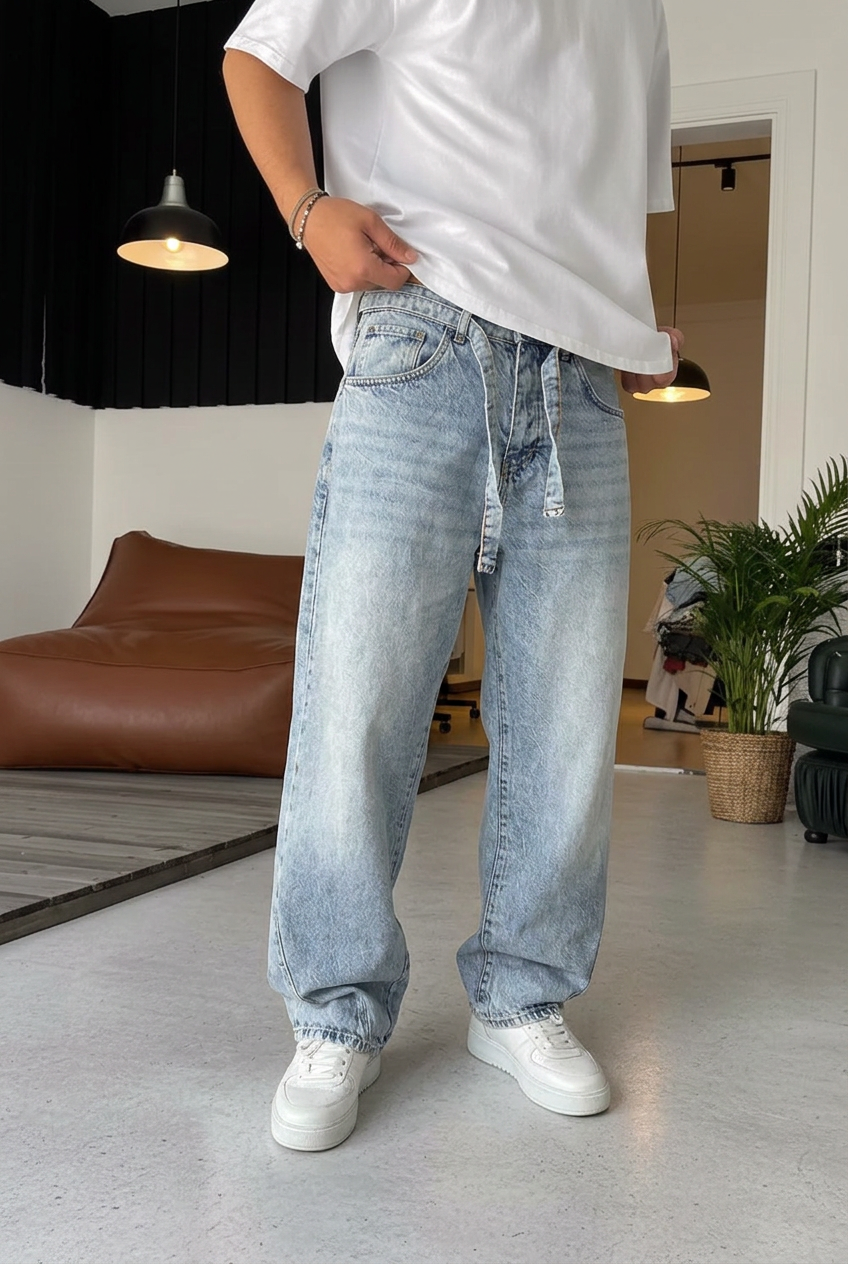 Urban Relaxed Baggy Studio Jeans – Light Blue