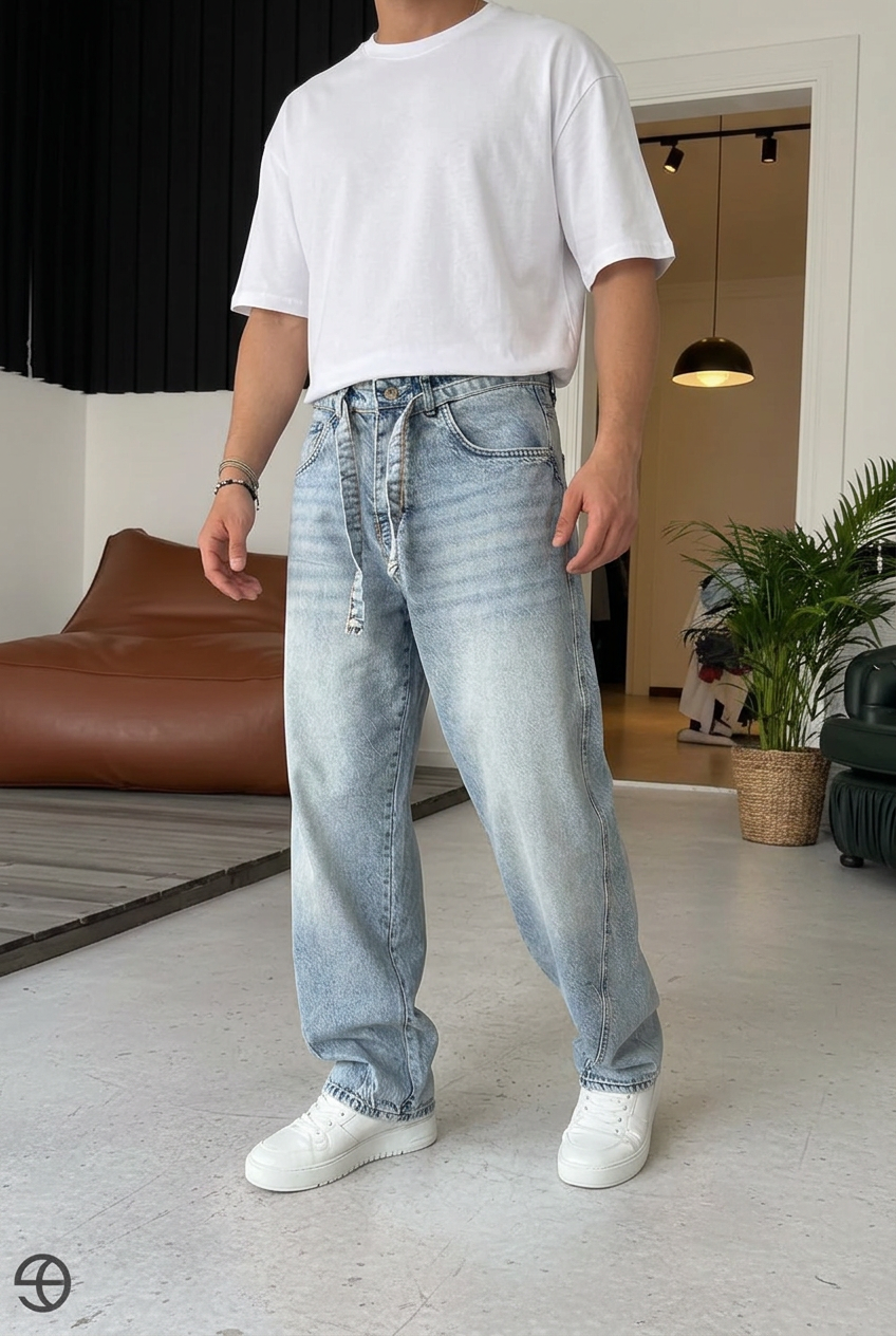 Urban Relaxed Baggy Studio Jeans – Light Blue