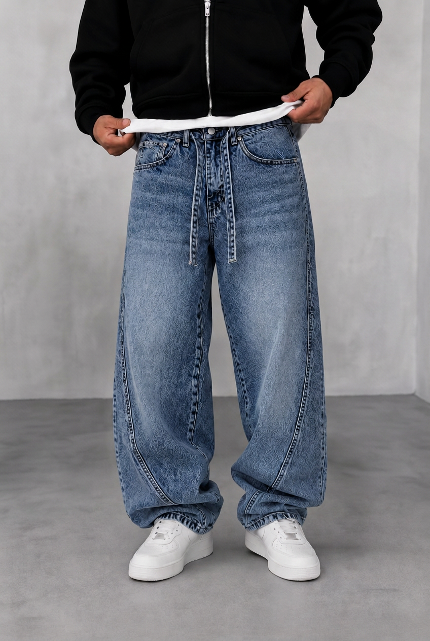 Παντελόνι Denim Urban Relax Baggy Studio – Ξεβαμμένο  Μπλε-Γαλάζιο