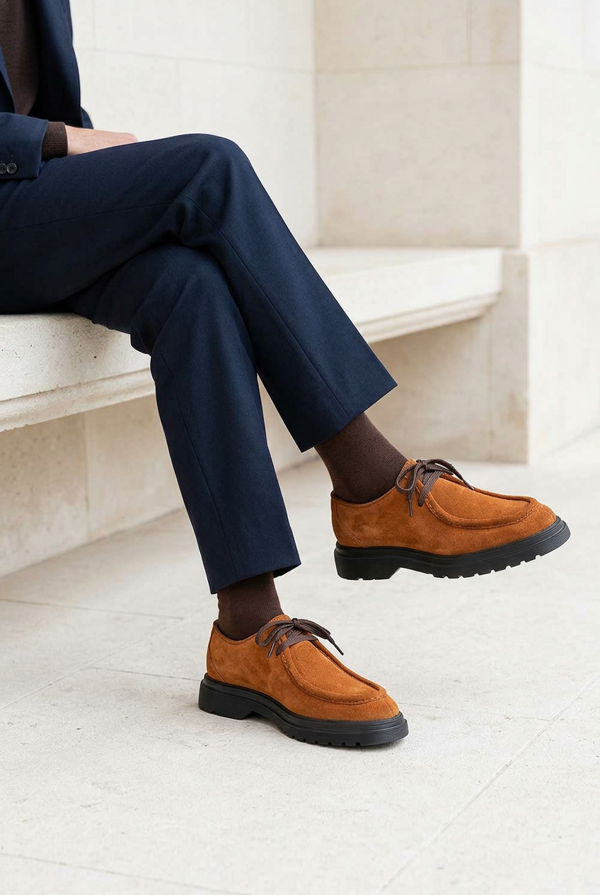 Handmade Suede Urban Derby Studio – Tan