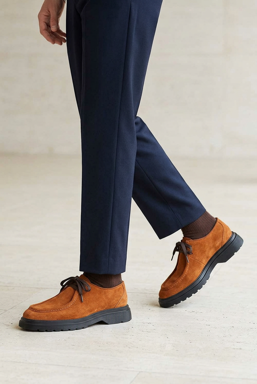 Handmade Suede Urban Derby Studio – Tan