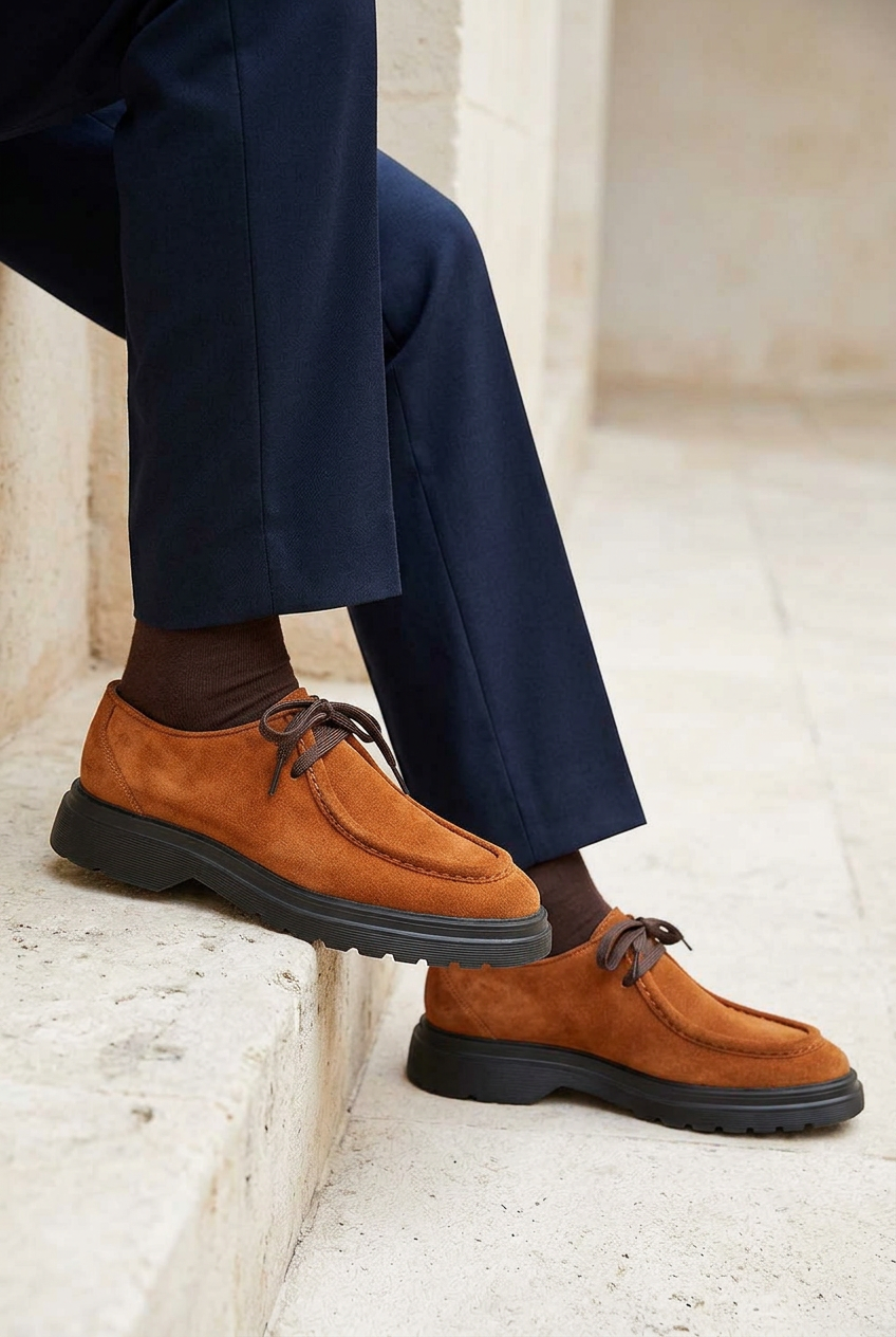Handmade Suede Urban Derby Studio – Tan