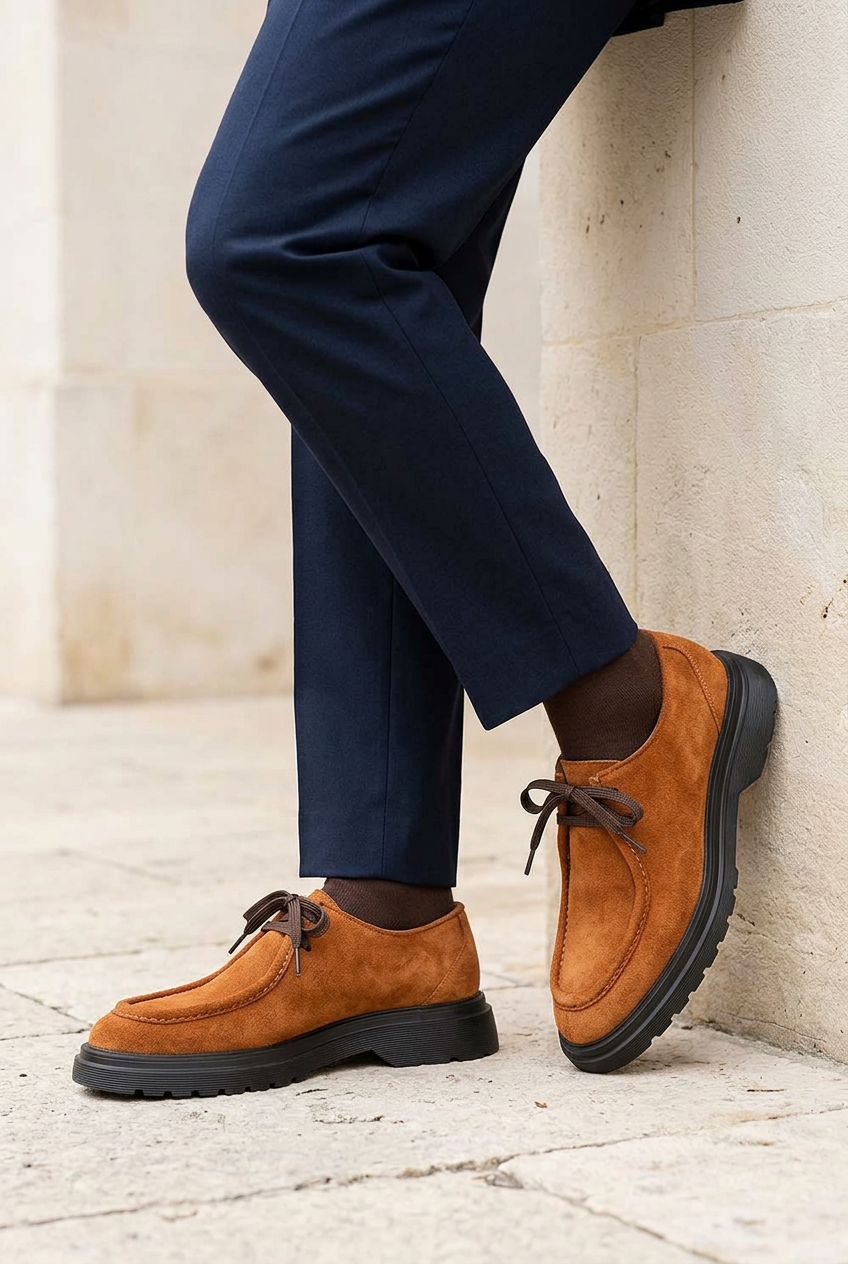 Handmade Suede Urban Derby Studio – Tan