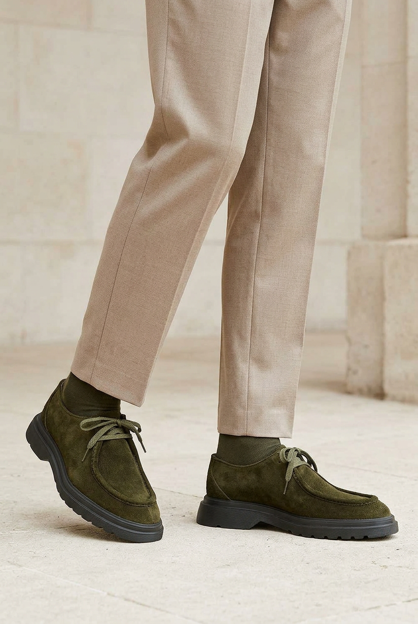 Handmade Suede Urban Derby Studio – Khaki