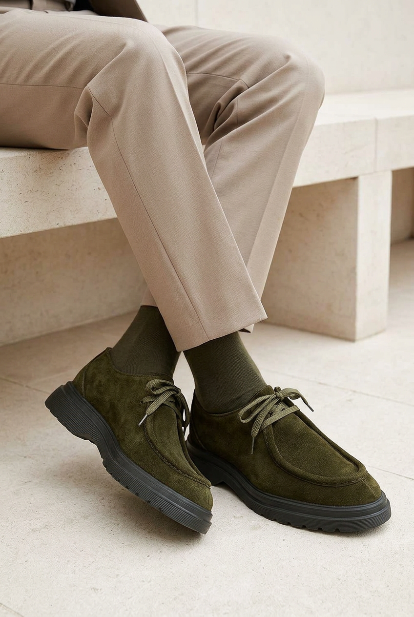 Handmade Suede Urban Derby Studio – Khaki