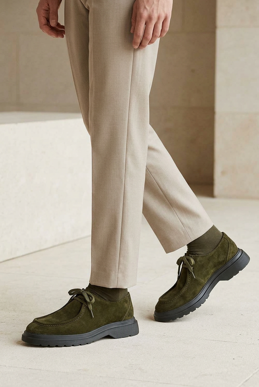 Handmade Suede Urban Derby Studio – Khaki